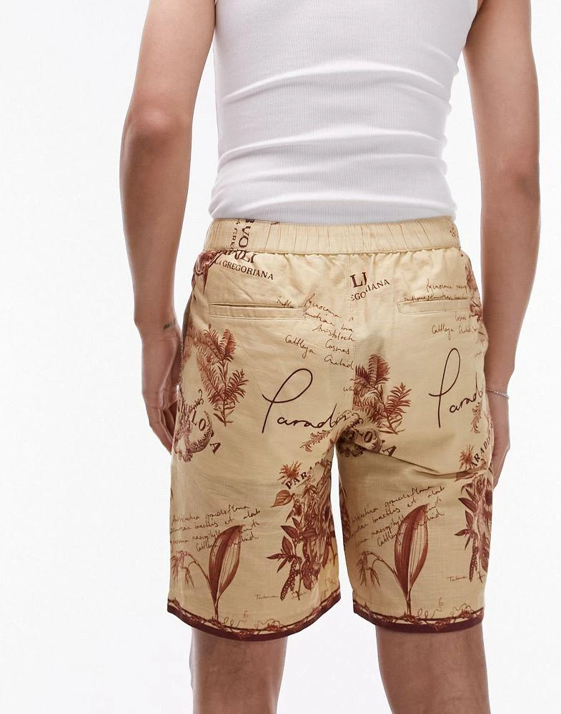 Topman Topman relaxed printed short in stone 4