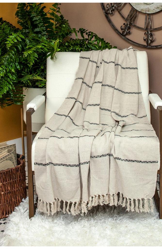 Parkland Logan Casual Beige 52" x 67" Woven Handloom Throw