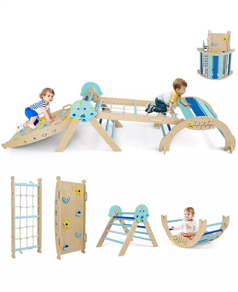 Mecale 8-in-1 Foldable Triangle Baby Climbing Toys, Astronaut/Unicorn Theme