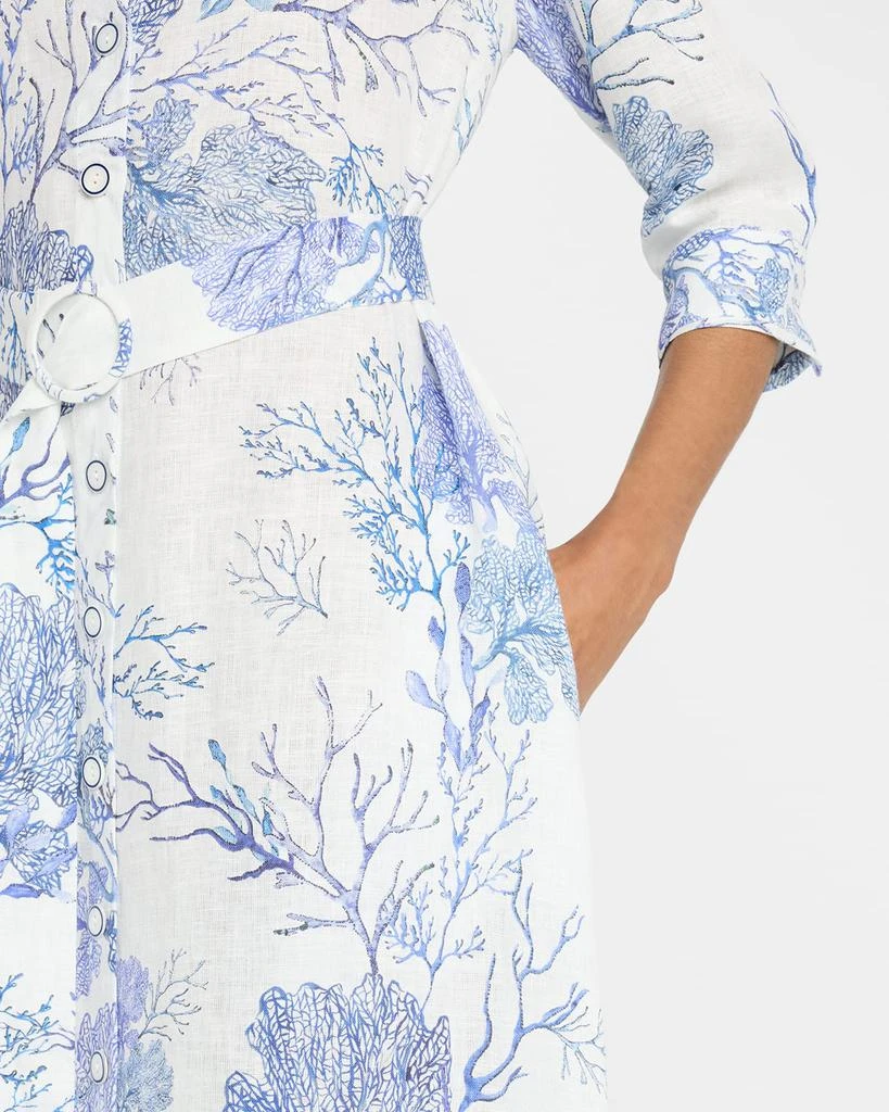 Evi Grintela Valerie Coral-Print Linen Maxi Shirtdress 5