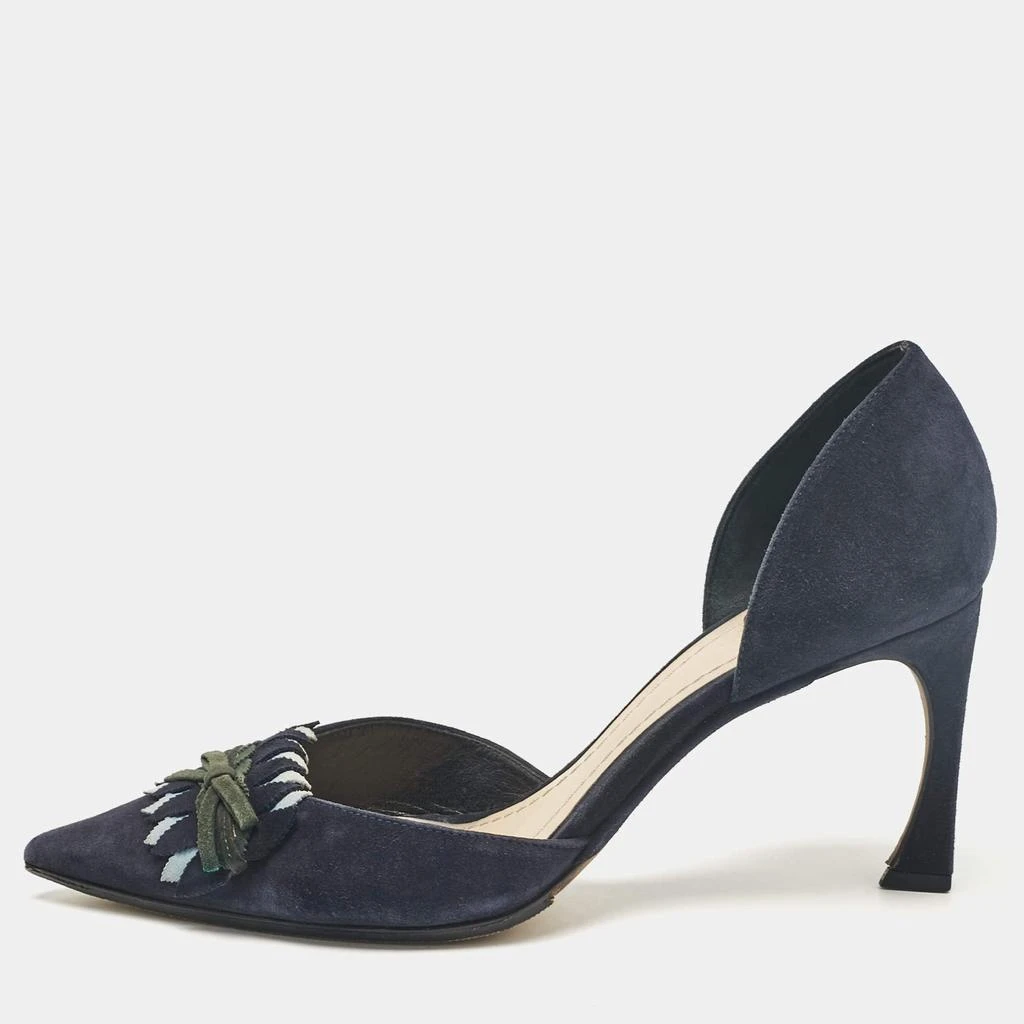 Dior Dior Navy Blue Suede D'orsay Pumps Size 38 1