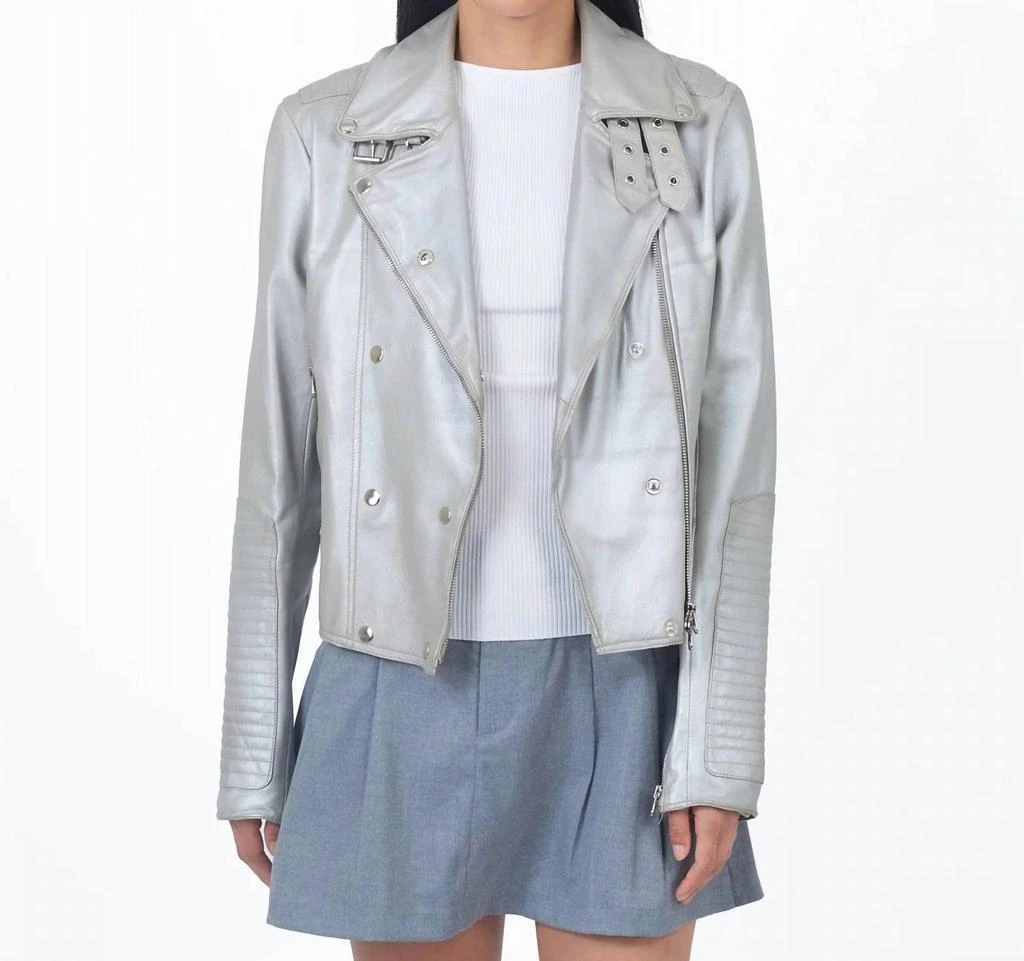 JKT NYC Harley Metallic Leather Jacket In Silver 1