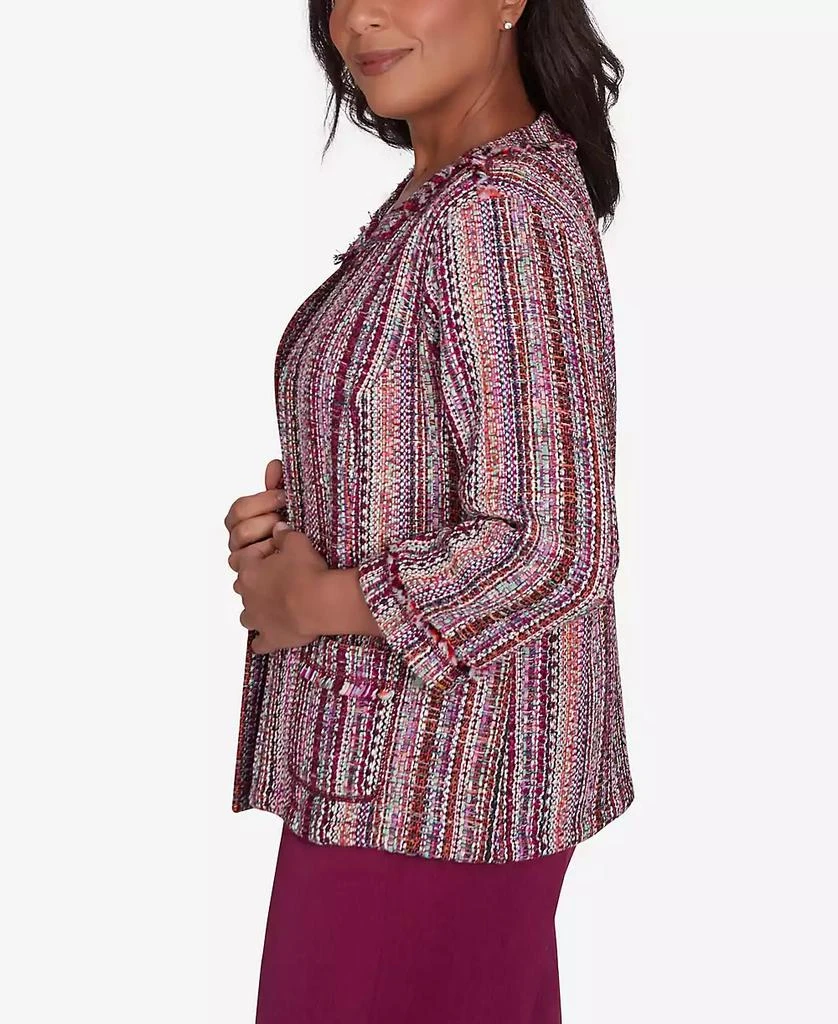 Alfred Dunner Women's Wine Country Fringe Textured Jacket 4