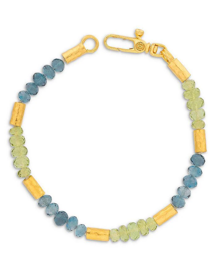 Gurhan 24K Yellow Gold Vertigo Peridot, Blue Topaz 
Diamond Accent Beaded Bracelet