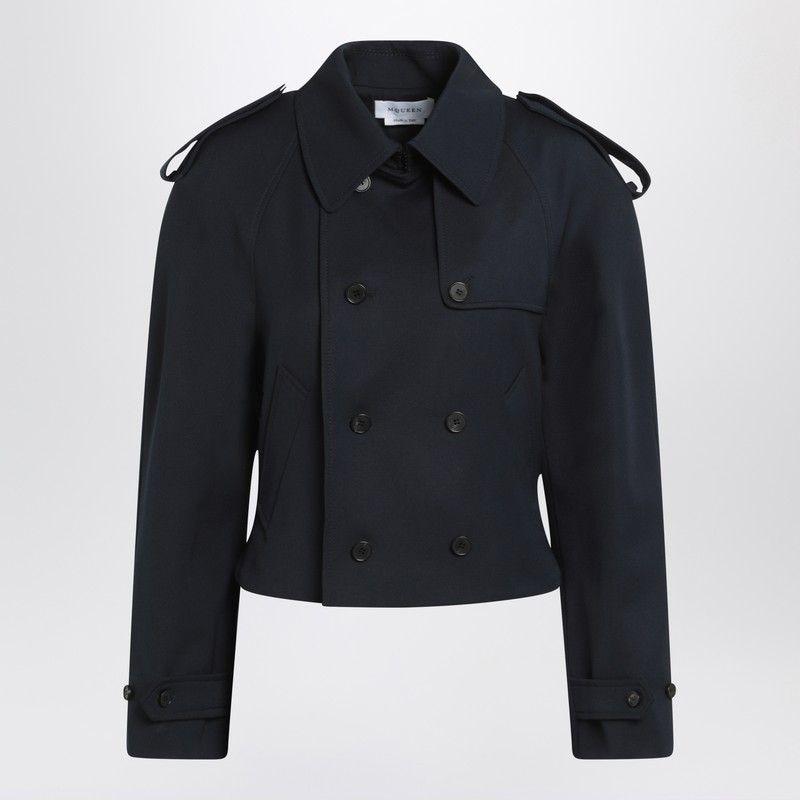 ジャケット ALEXANDER MCQUEEN SHORT DOUBLE-BREASTED NAVY BLUE JACKET Alexander McQueen SHORT DOUBLE-BREASTED NAVY BLUE JACKET