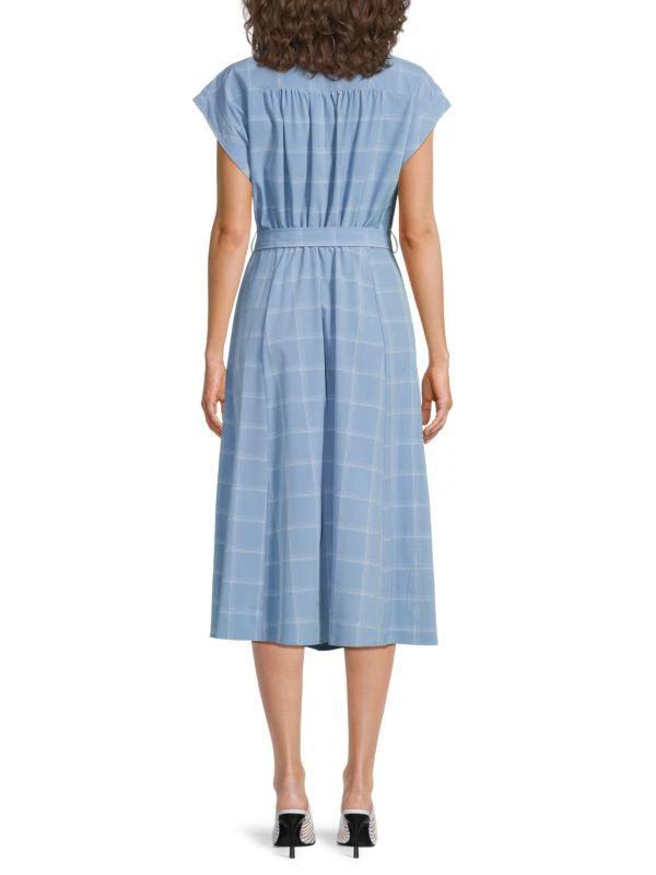 Shop Windowpane Check Tie-Waist Midi-Dress on Sale at BeyondStyle