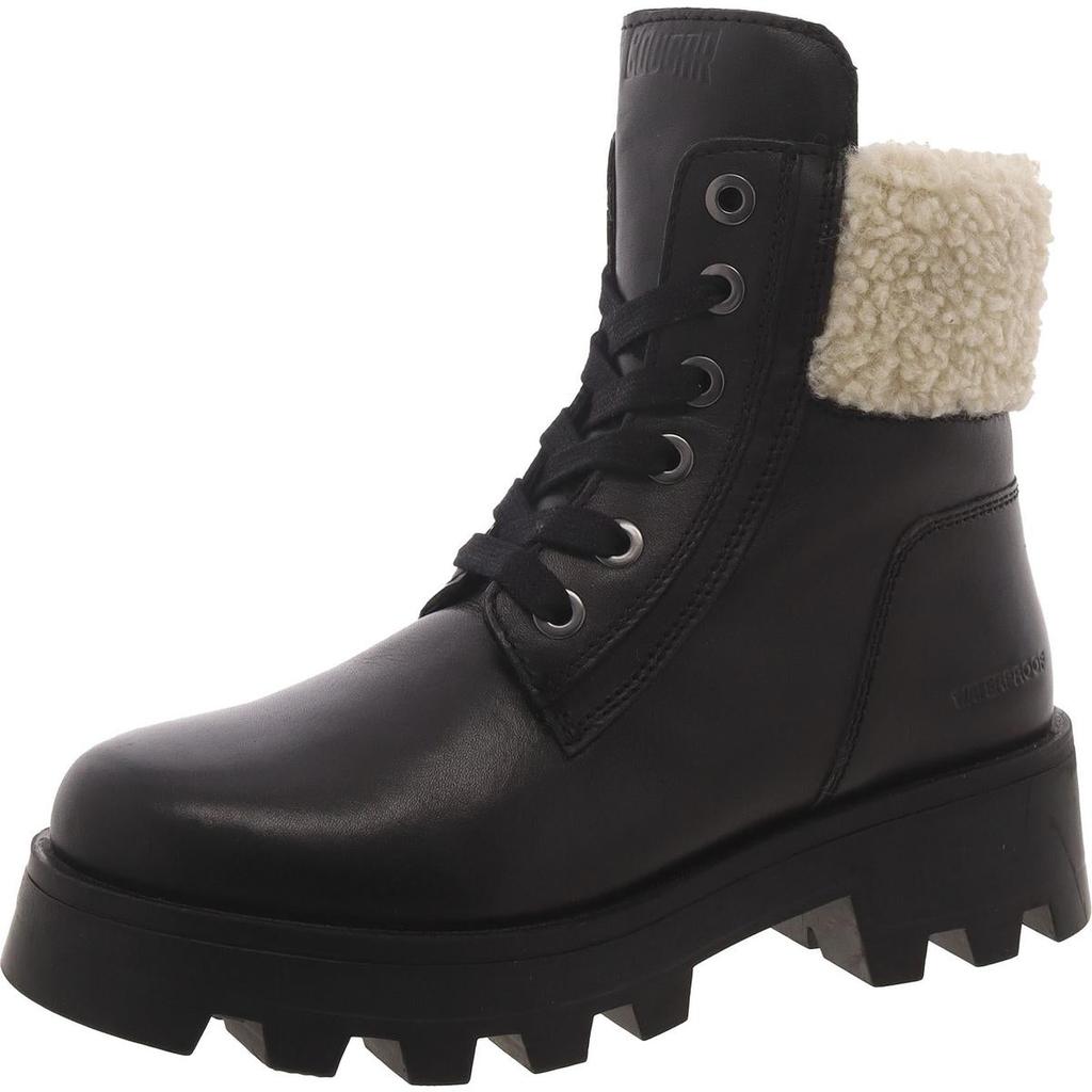 Cougar Stella Womens Faux Leather Zipper Combat & Lace-Up Boots