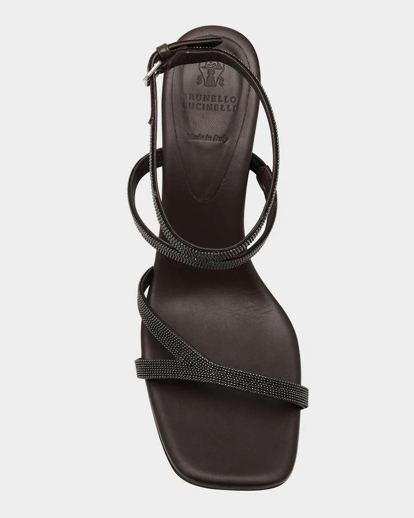 Brunello Cucinelli Leather Two Cross Strap Wedge Sandals 6