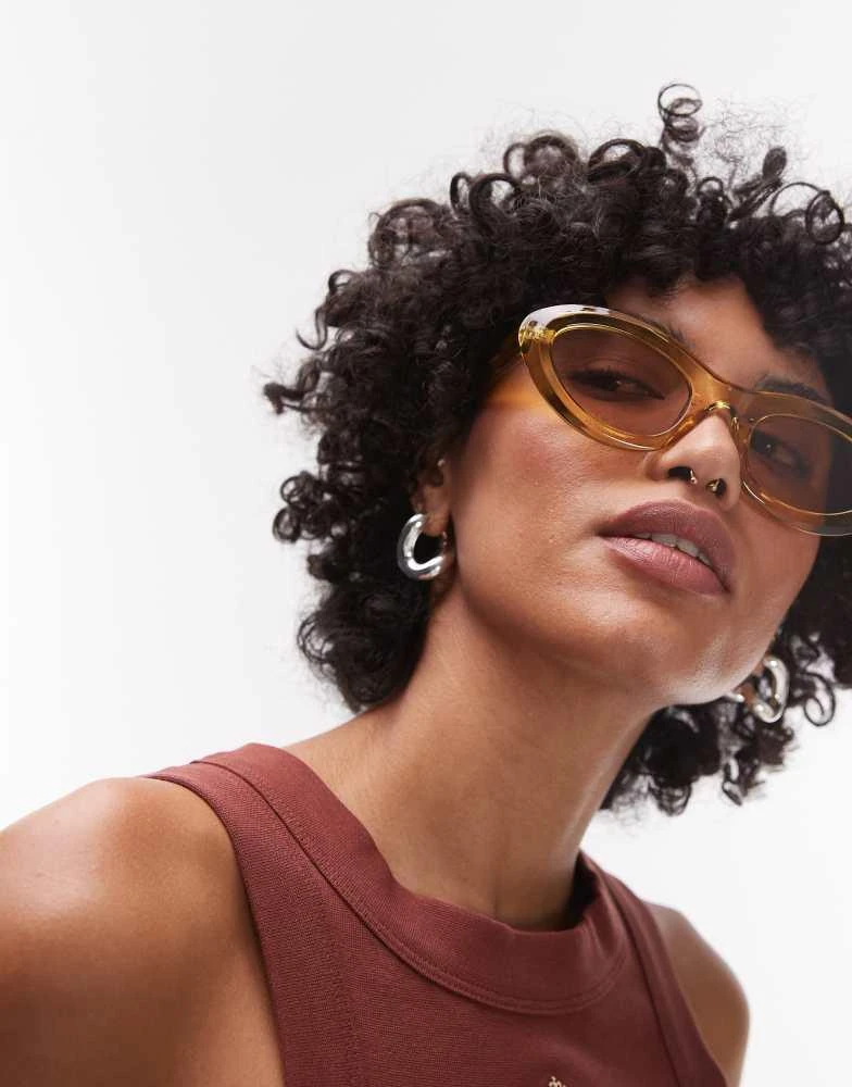 Topshop Topshop Paros oval sunglasses in yellow 1