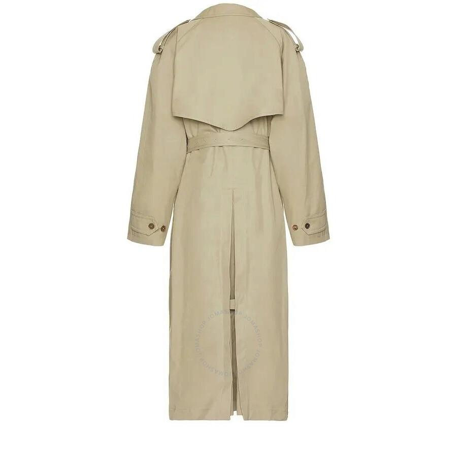 Balenciaga Men's Military Beige Belted Maxi Trench Coat