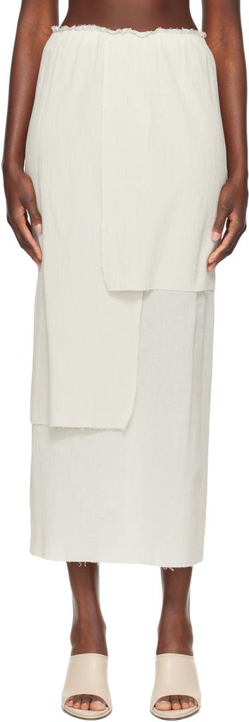 LAUREN MANOOGIAN Off-White Raw Layer Maxi Skirt