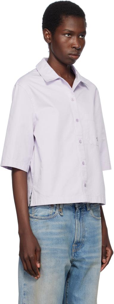 Maison Kitsune Purple Cropped Boxy Shirt