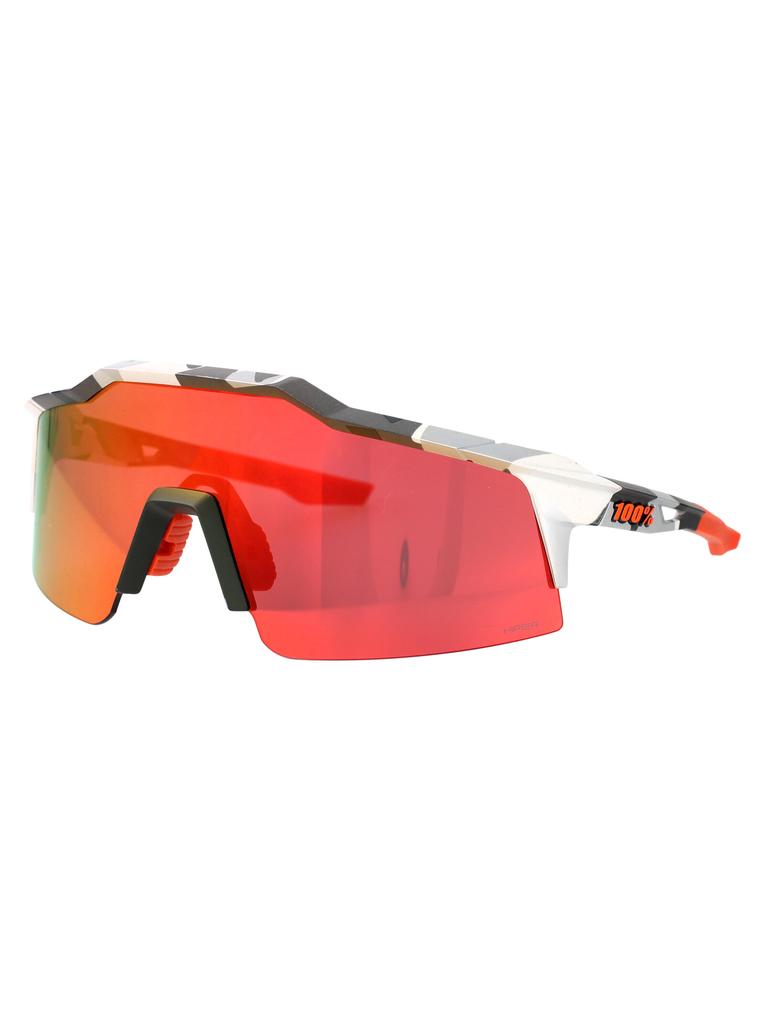 100% SOFT TACT GREY CAMO - HIPER RED MULTILAYER MIRROR LENS ACETATE SUNGLASSES
