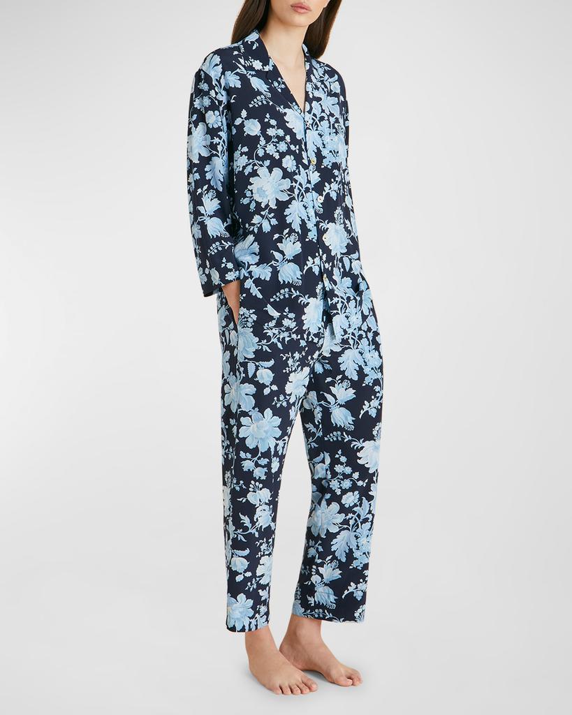 OLIVIA VON HALLE Casablanca Cropped Floral-Print Silk Pajama Set