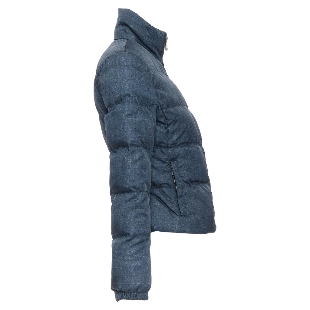 Prada Prad navy denim fabric print triangle logo cropped puffer jacket 5