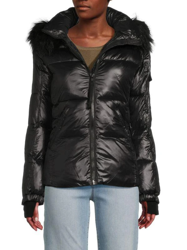 Shop Faux Fur Thumbhole Puffer Jacket on Sale at BeyondStyle – Get
