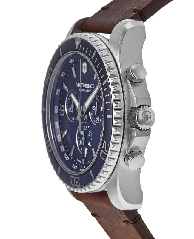Swiss Army Victorinox Swiss Army Maverick Chronograph Quartz Blue Dial Brown Leather Strap Men's Watch 241865 3