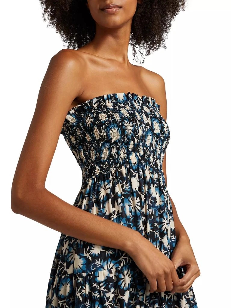 Ulla Johnson Lucca Floral Smocked Cotton-Blend Midi-Dress 6