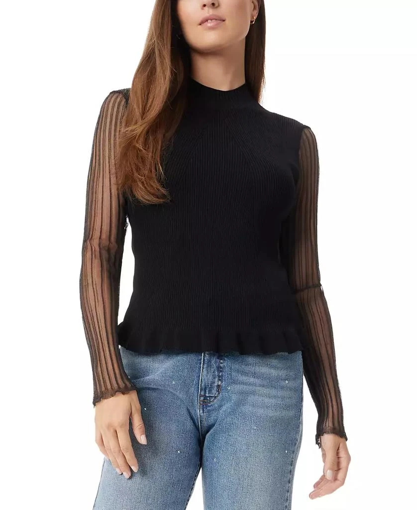 Sam Edelman Women's Aubree Pleated-Sleeve Mixed-Media Sweater 1