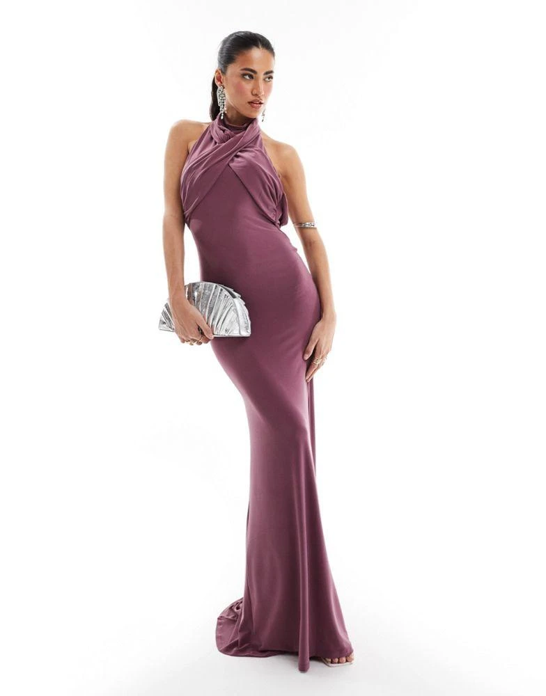 ASOS ASOS DESIGN sleeveless wrap front maxi dress in dusty purple 1