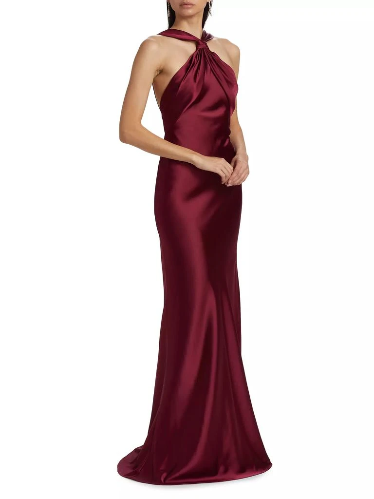 Monique Lhuillier Mallory Satin Halterneck Gown 4