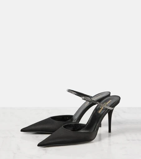 Yves Saint Laurent Barbara 90 embellished satin mules 4