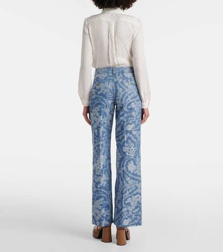 ETRO Printed cotton and linen wide-leg pants 3