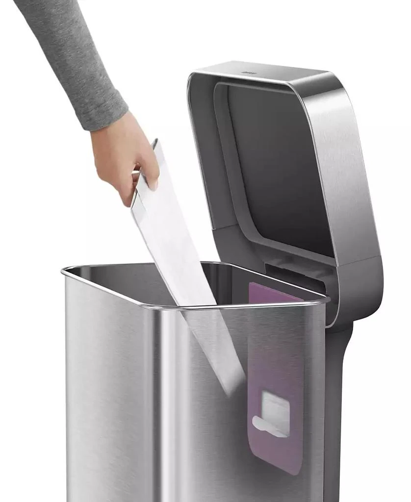 simplehuman 45 Litre Rectangular Step Can with Liner Pocket with Plastic Lid 7