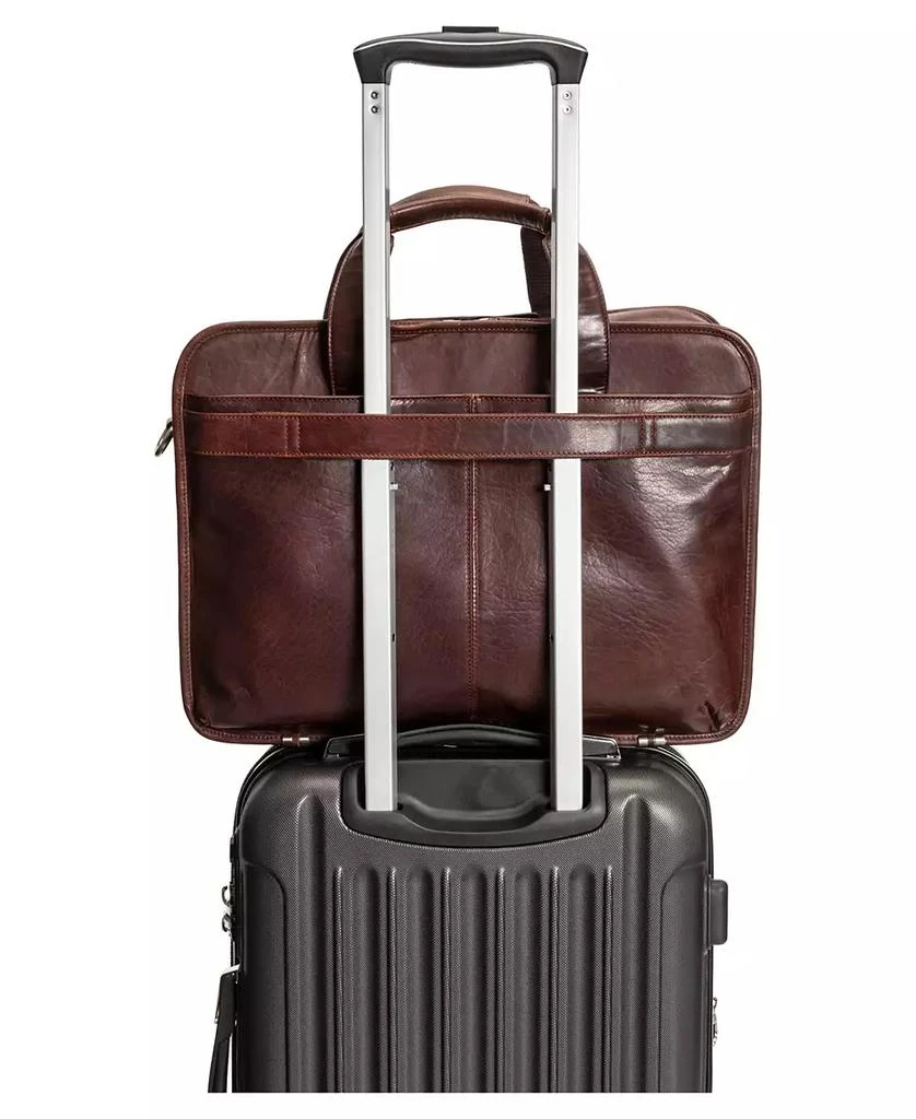 Mancini Leather Goods Men's Buffalo Double Compartment Top Zipper 15.6" Laptop and Tablet Briefcase 6