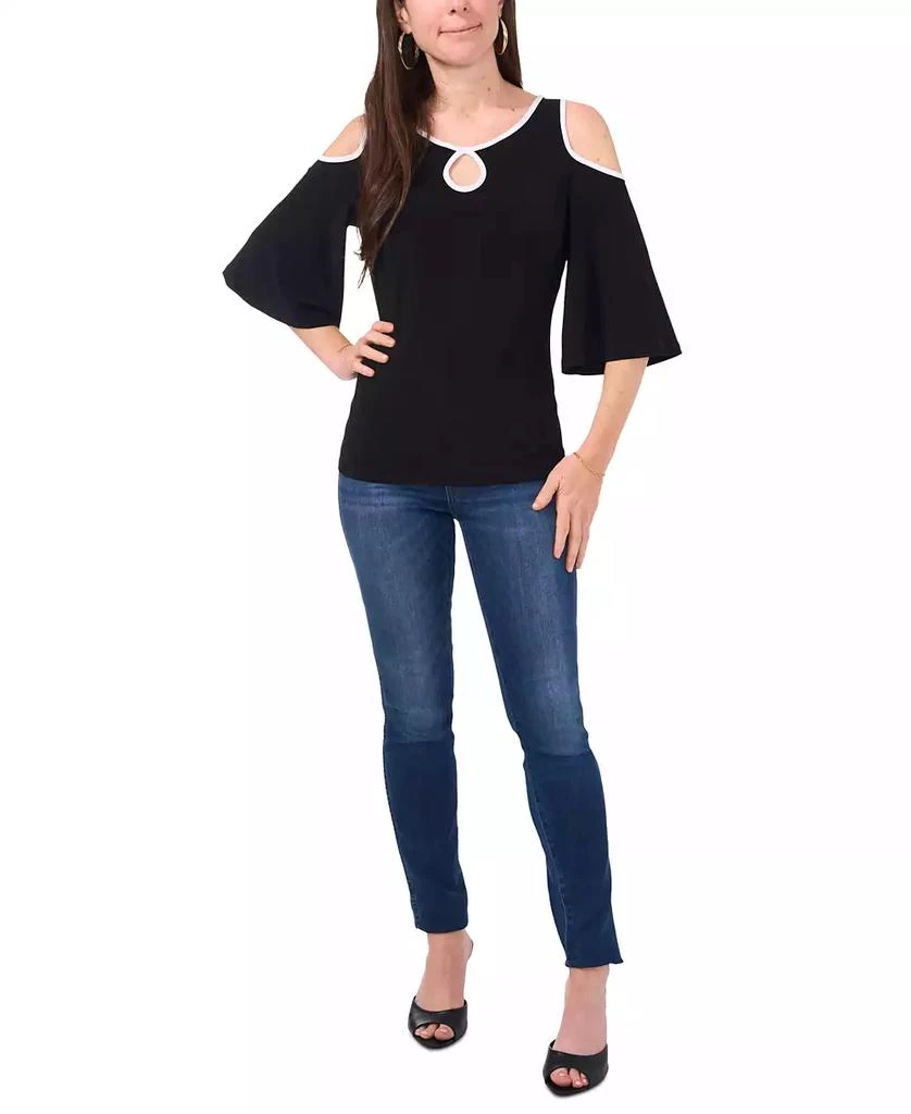 Sam & Jess Petite Keyhole Cold-Shoulder Trimmed Top 3