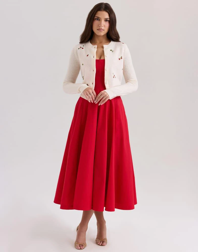 House of CB House of CB Evelina wool embroidered cardigan in cream 3