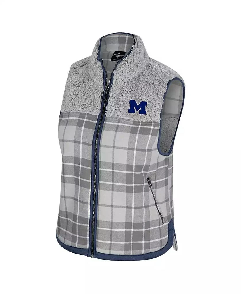 Colosseum Women's Gray Michigan Wolverines Matilda Sherpa Plaid Full-Zip Vest 3