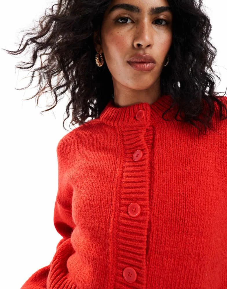 ASOS ASOS DESIGN crop crew neck cardigan in red 3