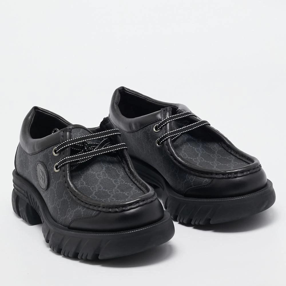 Gucci Gucci Black GG Supreme Canvas and Leather Retro Interlocking G Derby Size 44 4