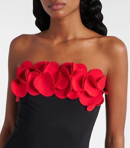 Karla Colletto Floral-appliqué strapless swimsuit 4