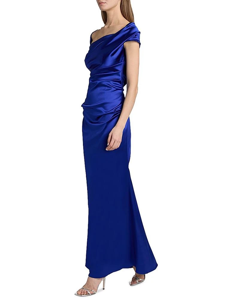Talbot Runhof Draped Satin Asymmetric Sheath Gown 4