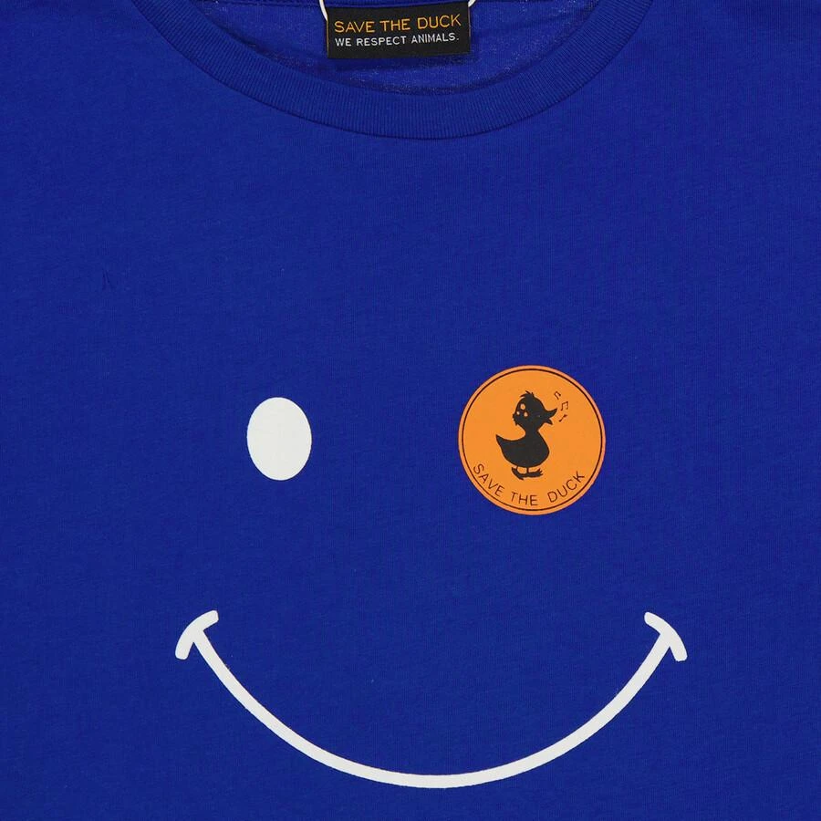 Save The Duck Kids Cyber Blue Smiley Logo Print T-Shirt 3