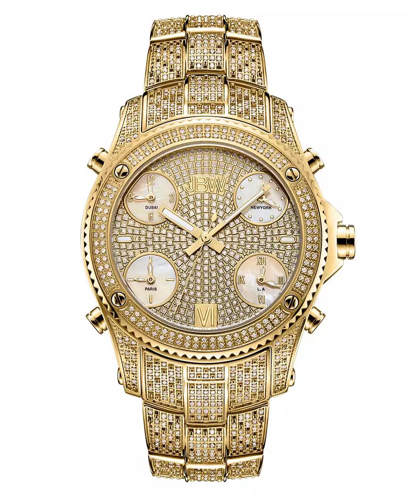 Jbw Men's Jet Setter Platinum Series Diamond (3 ct. t.w.) 18K Gold-Plated Stainless Steel Watch, 50Mm