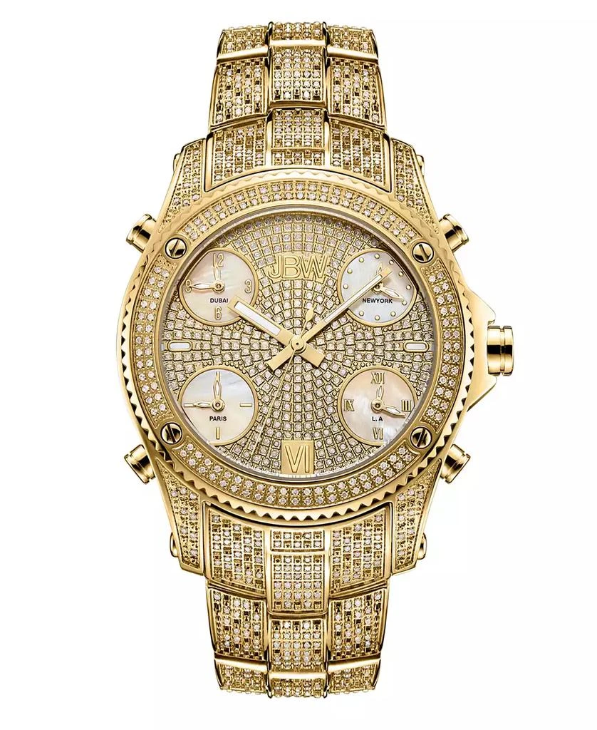 Jbw Men's Jet Setter Platinum Series Diamond (3 ct. t.w.) 18K Gold-Plated Stainless Steel Watch, 50Mm 1