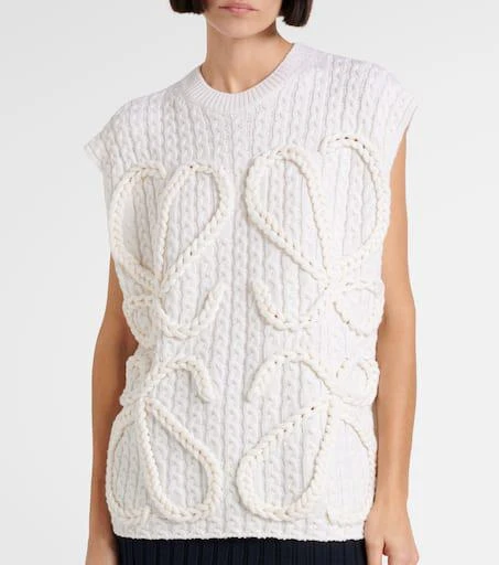 Loewe Anagram cable-knit wool sweater vest 4