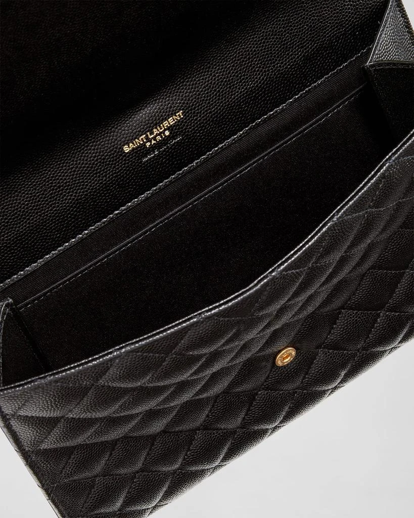 Yves Saint Laurent Envelope Flap YSL Clutch Bag in Grained Leather 4