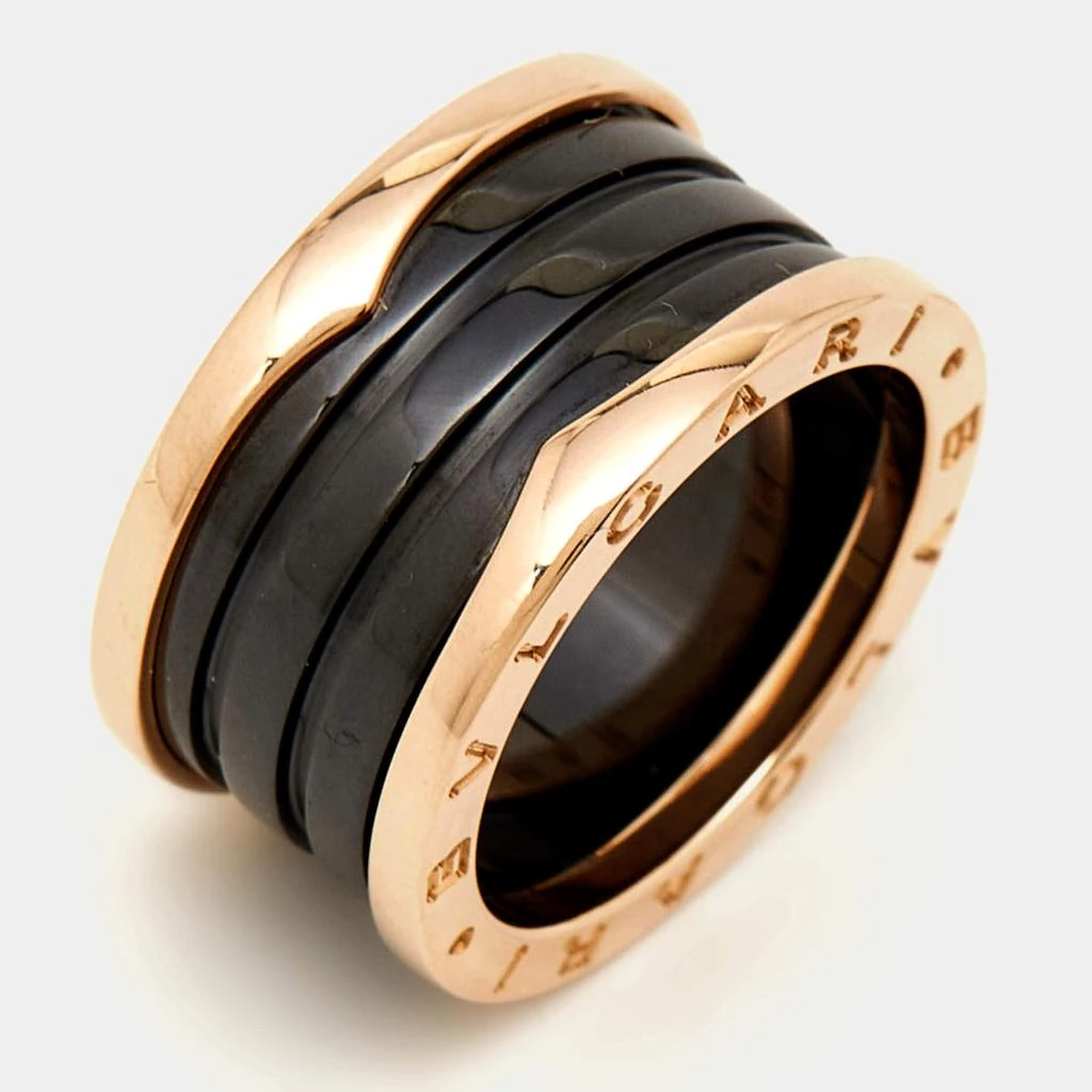 BVLGARI Bvlgari B.Zero1 Black Ceramic 18k Rose Gold 4 Band Ring Size 56 4