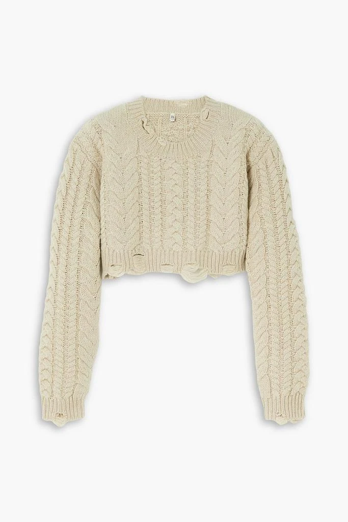 R13 Cropped distressed cable-knit wool sweater 1