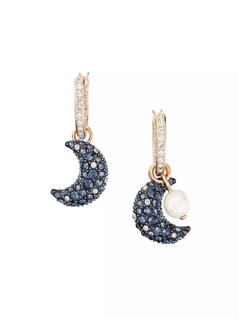 Swarovski Sublima Rose-Goldtone, Swarovski Crystal & Imitation Pearl Crescent Moon Drop Earrings 1