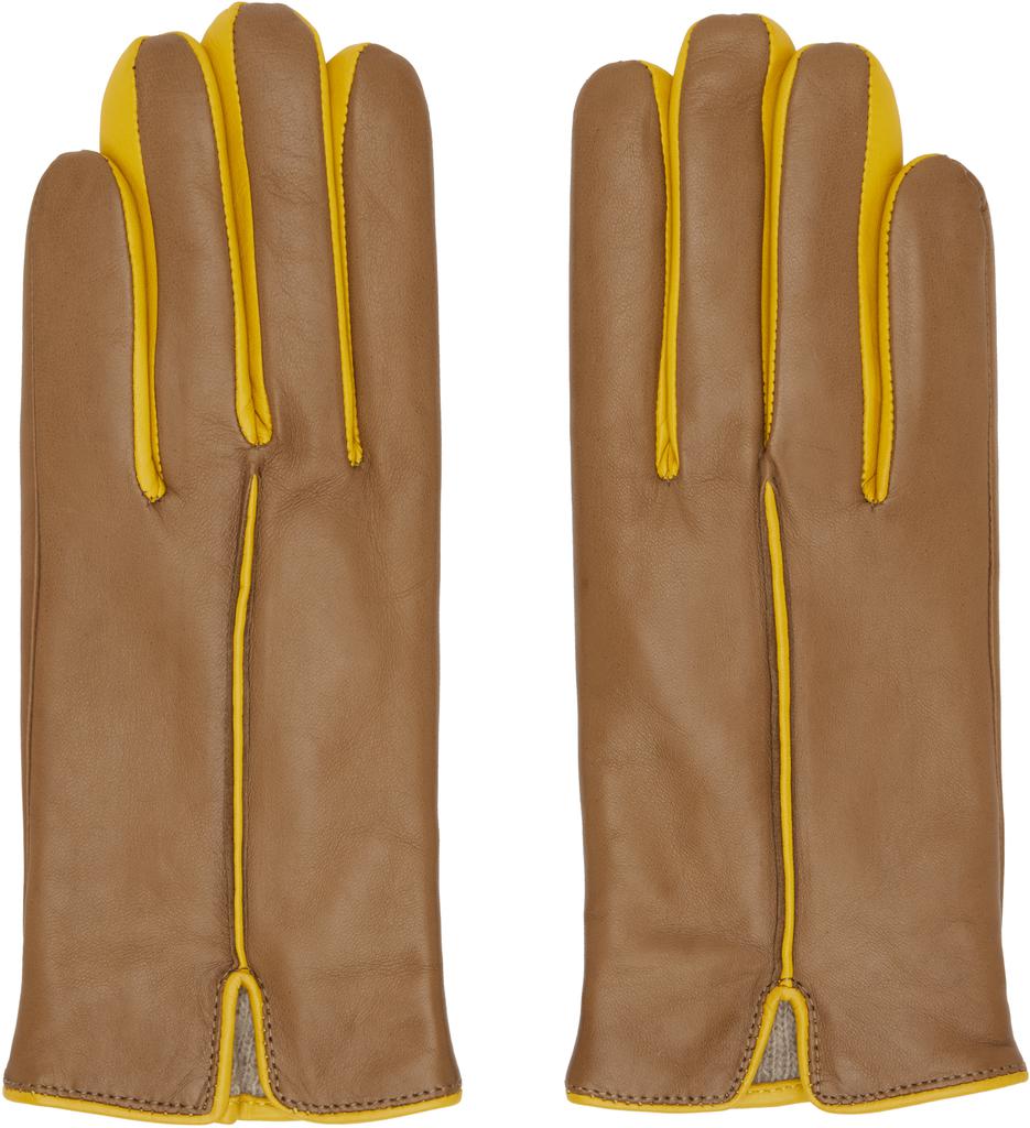 Handsome Stockholm Brown 
Yellow Statement Gloves