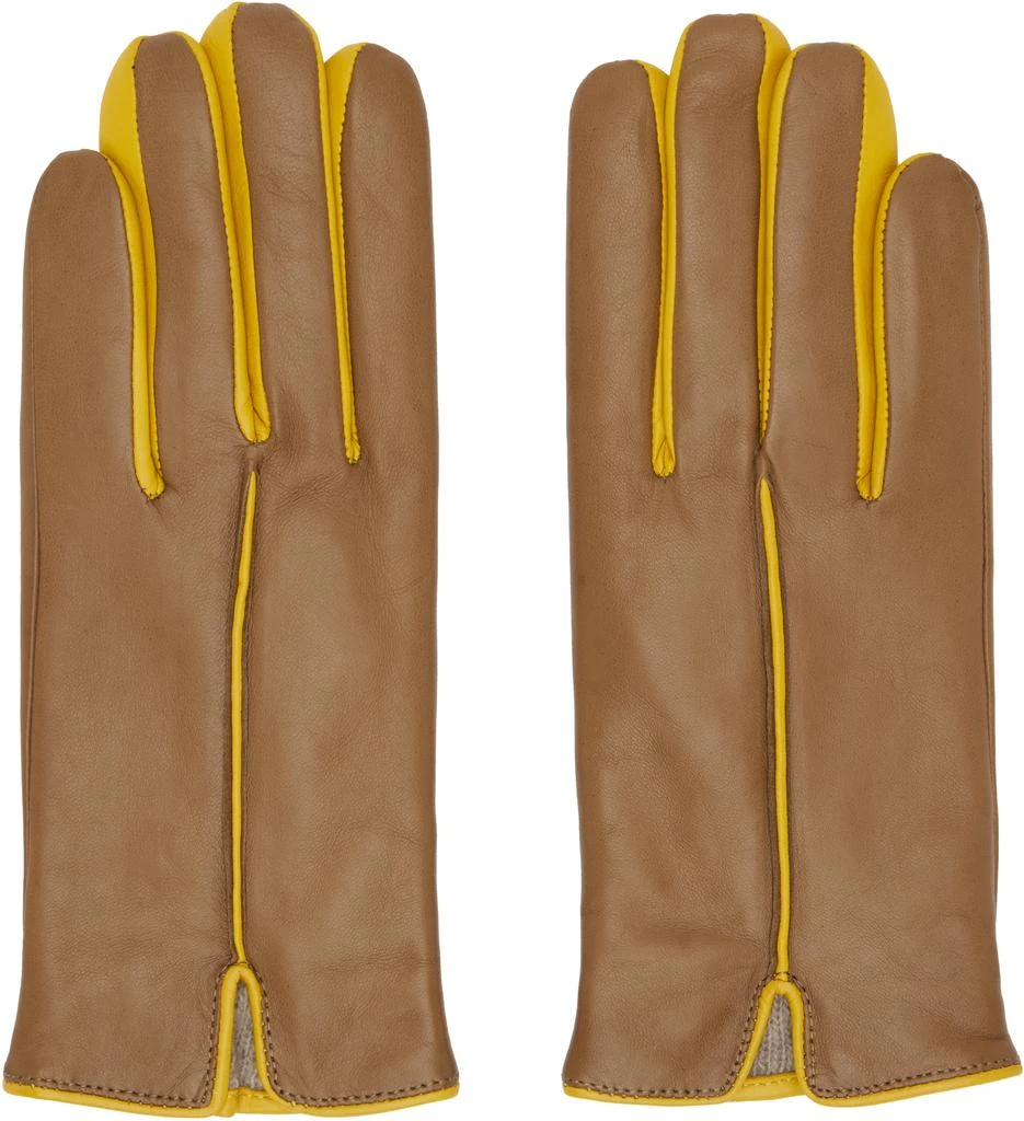 Handsome Stockholm Brown 
Yellow Statement Gloves 1