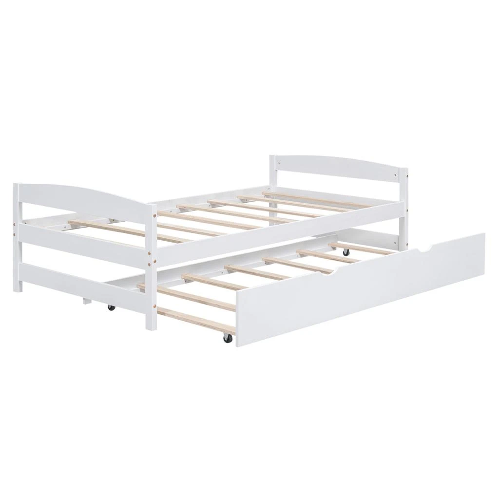 GOODSILO Twin Size Platform Bed with Integrated Space-Saving Twin Trundle
