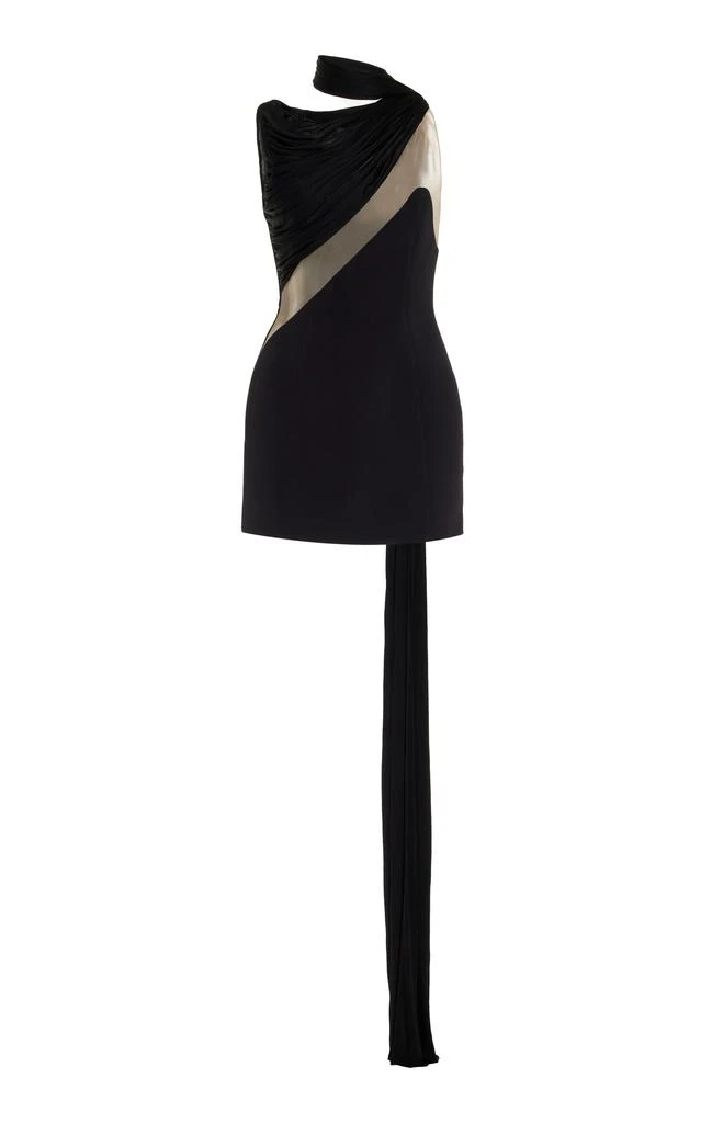 David Koma David Koma - Tulle-Paneled Neoprene Mini Dress - Black - UK 12 - Moda Operandi 1