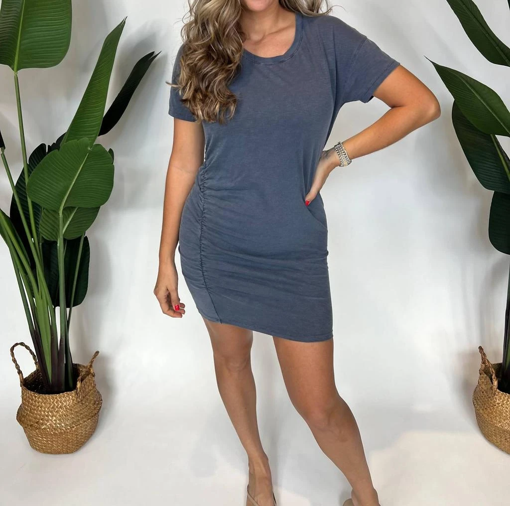 Sundry Shirred Tee Shirt Dress In Grey 1