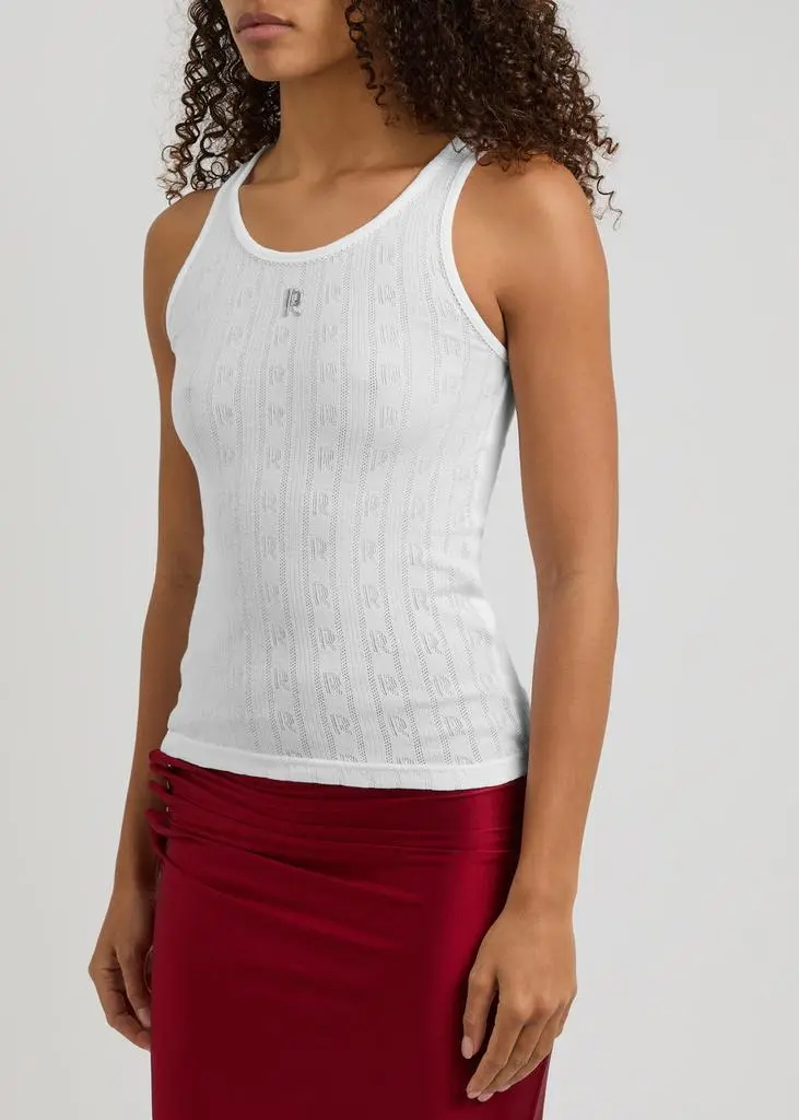RABANNE Logo monogram pointelle cotton vest 2